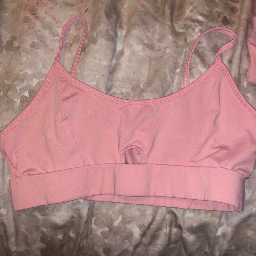 Baby Pink Matching Sports Bra + Leggings Set